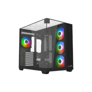 Home 20 Thunder Battle Station TGC-666 Case – Black – Three sided tempered glass panels – Dual-chamber ATX Mid Tower