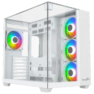 Home 21 Thunder Battle Station TGC-666 Case – White – Three sided tempered glass panels – Dual-chamber ATX Mid Tower